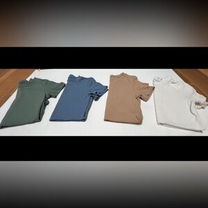 Womens Tshirt Bodysuit Round Neck Short Sleeve 4 Pair Bundle In Different Colors